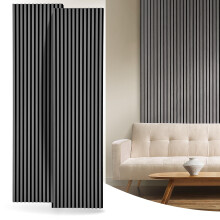 Home Treats Wall Panel Wood Slat | Decorative Wooden Panelling 3D Slatted Acoustic Sound Absorbing Ceiling or Wall Slats (Light Grey, 200 x 60cm (2 P