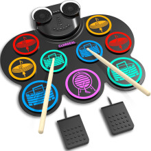 Clordeal Electric Drum Kit - Portable Foldable Kids Drum Pad Set with Stereo Speakers, 9 Pads Silicone Electronic Drums Set for Beginner, Birthday &