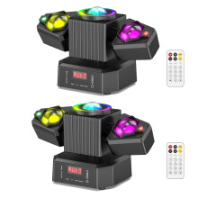 2PCS 65W Moving Head DJ Lights with Remote Control,4-in-1 Moving Heads Stage Light with RGBW LED Beams & Star Effect,Disco Light with Auto/Remote/DMX5