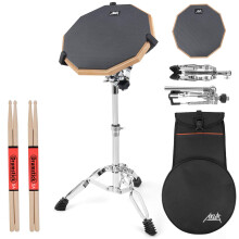 AKLOT Drum Practice Pad Set 12" with Snare Drum Stand,Double Sided,sticks,Carry Bag for Adult
