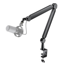 FIFINE Mic Boom Arm, Microphone Stand with Cable Management Channel, Fully Adjustable, Heavy Duty Metal Mic Stand with Desk Mount Clamp for Podcast R