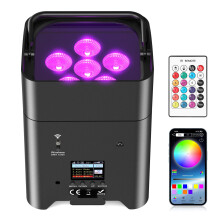 LeLeght 108W LED Par Uplighter Wireless, RGBWA+UV 9600 mAh Rechargeable Battery Stage Lights with Remote Control/APP (iOS and Android)/WiFi/DMX Disco