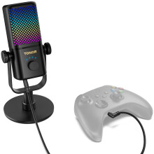 TONOR Gaming Microphone Compatible with Xbox, RGB Condenser Streaming Mic, Low Noise, Gain Control, One Tap Mute, Compatible with Capture Card, 200 c