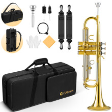 CAHAYA Bb Trumpet Set for Student and Beginner Brass Material with Hard Case Gloves Mouthpiece