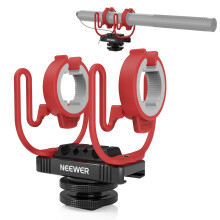 NEEWER Microphone Shock Mount with Cold Shoe, 1/4" Thread for Camera Cages, Boom Arm Pole Stands, Tripods, Mic Holder Compatible with VM15 Rode NTG S