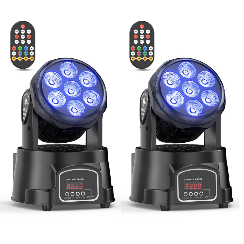 U`King 2Pcs 105W Moving Head Wash 7X15 Led Stage Disco Light, Rgbw Led Dj Lig