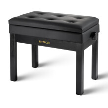 STRICH Adjustable Piano Bench With Storage, Wooden Keyboard Bench with Bookcase