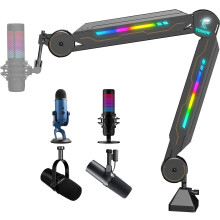 RGB Microphone Boom Arm, TONOR Gaming Mic Stand Streaming Mic Arm for Gamer Discord Youtuber Recording Microphone Arm Compatible with Most Microphone
