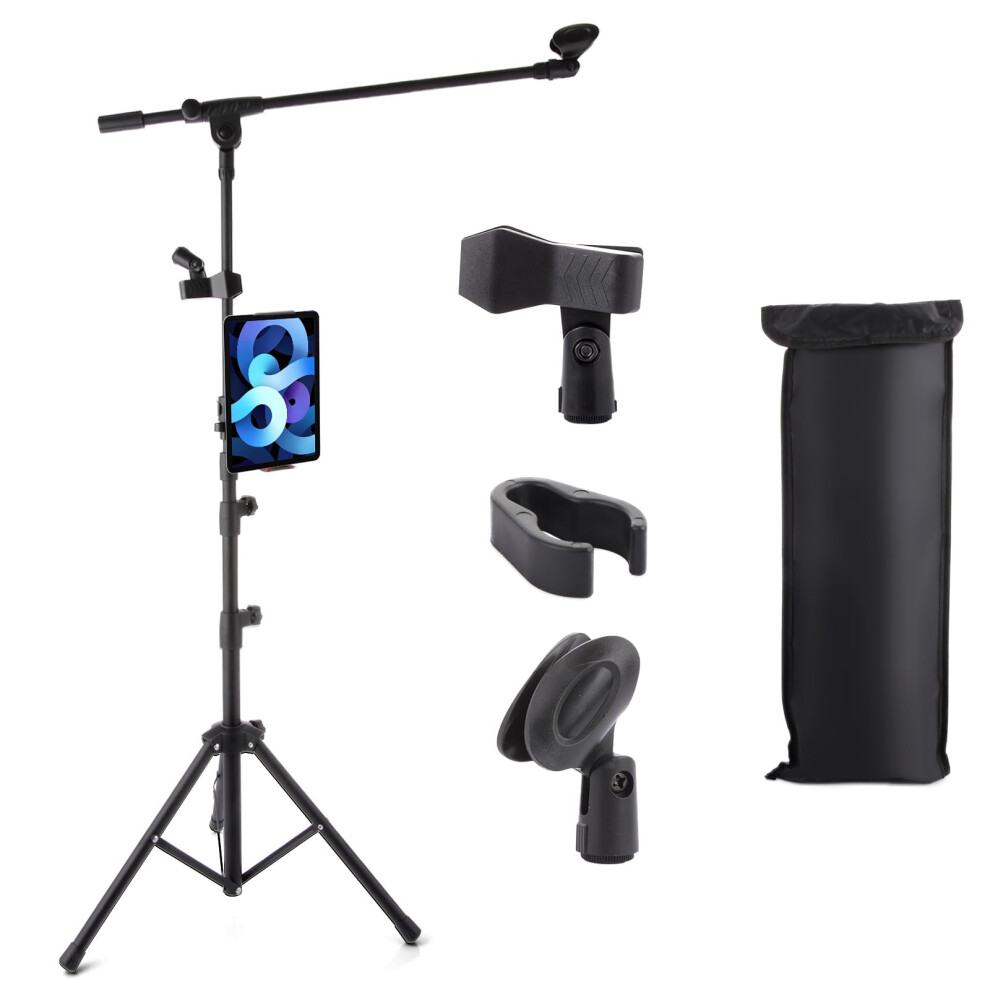 Dajave Microphone Stand, Tripod Boom Microphone Stand Foldable Floor S