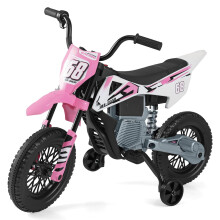 12V Kinder-Elektromotorrad mit Stützrädern, Pink