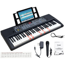 Funtaki 61 Key Electric Keyboard Piano with Lighted Keys, Digital Portable Musical Keyboards with Music Sheet Stand, Mini Electronic Organ for Beginn
