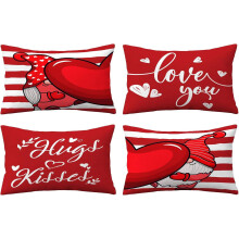 Housses de coussin Saint-Valentin 56 x 56 cm en velours rose – Ensemble
