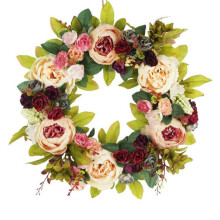 Guirlande de Pâques en rotin avec fleurs artificielles 45 cm