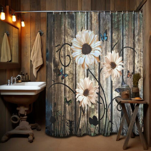Blommig duschdraperi 50x60 tum polyester