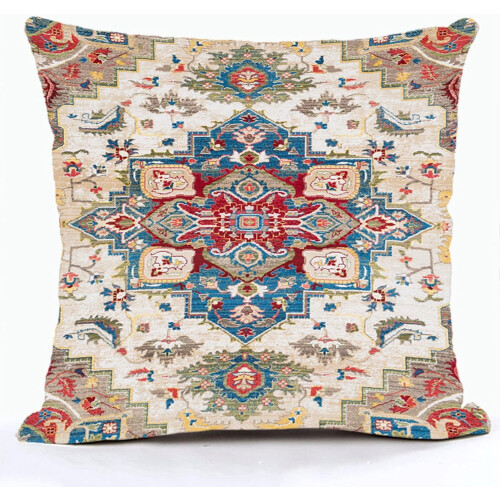 Boho bomulls- og linputetrekk 40x40 cm