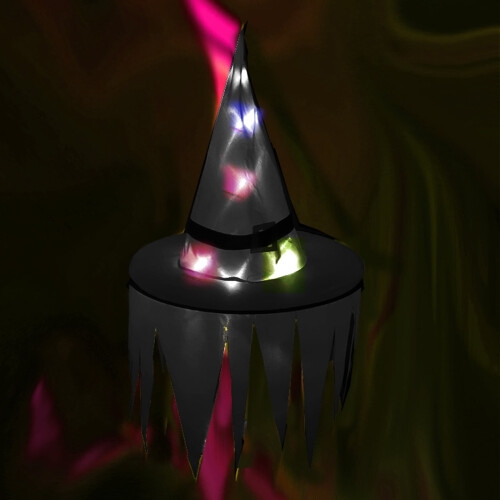Chapeaux de sorcière décoratifs LED, lot de 2, noirs