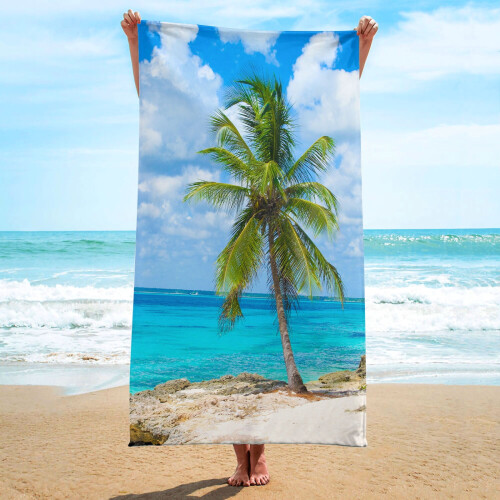 Serviette de plage en microfibre 75 x 150 cm, séchage rapide, résistante au sable