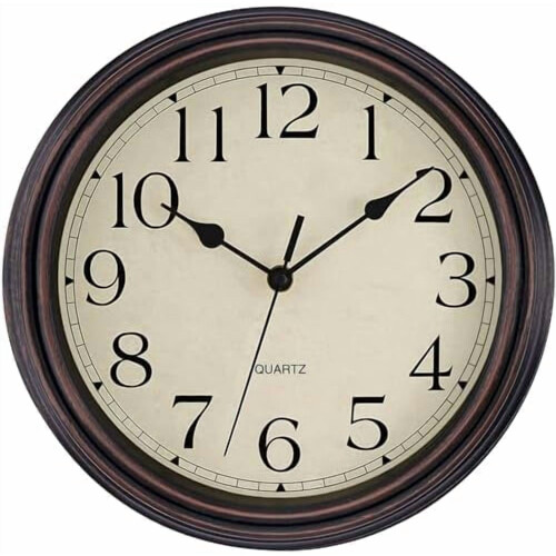 Ceas de perete retro din bronz de 12 inch cu mișcare silențioasă cu cuarț