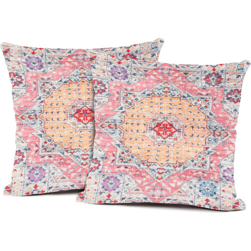 Fodere per cuscini in cotone e lino stile boho, 45x45 cm (confezione da 2)