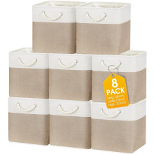 Lot de 8 paniers de rangement pliables en tissu aspect lin, 38 x 28 x 24 cm