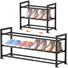 Étagère à chaussures extensible à 3 niveaux en métal 45,7-83,8 cm