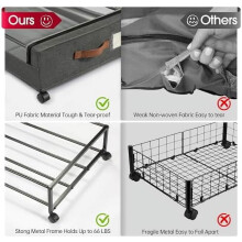 Lot de 2 tiroirs de rangement Ă roulettes pour sous le lit, 30,7 x 16,9 x 6,7