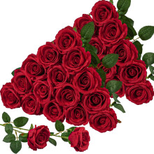 30 roses artificielles noires à longues tiges