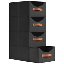 Lot de 4 tiroirs empilables et pliables en tissu