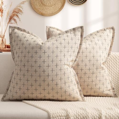 Housses de coussin 56 x 56 cm (2 pièces), polyester à bord rabattu
