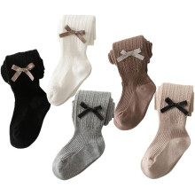 Girls' Cable Knit Tights Cotton Seamless Leggings with Bows