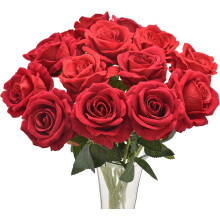 12 roses artificielles noires en soie, tige de 50 cm