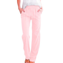 Calças casuais femininas com cintura elástica, tamanhos P a 3XG