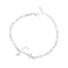 Bracelet initial en acier titane plaqué argent pour femme