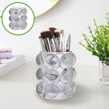 Pot Ă pinceaux de maquillage en verre transparent avec grilles amovibles 9,5 cm