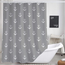 Nautisk anker dusjforheng 72x84 tommer gråhvit