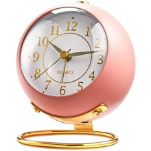 Réveil analogique rose silencieux avec veilleuse (1 pièce)