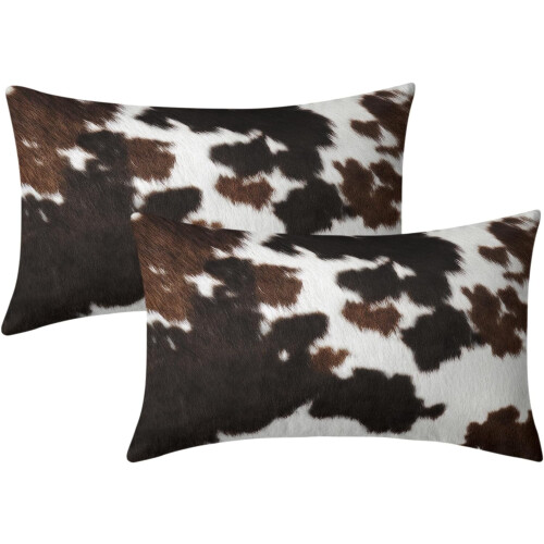 Capas de Almofada Lombar com Estampa de Vaca, 30x50cm, Pacote com 2, Algodão