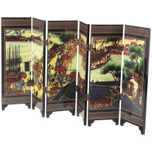 Vintage decorative screen room divider with shelves