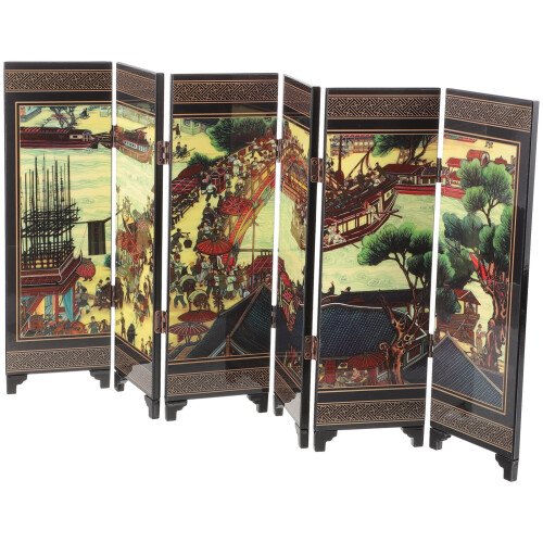 Vintage decorative screen room divider with shelves