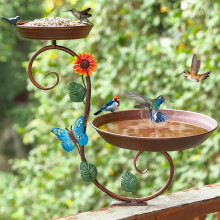 Vogelbad und Futterstelle für Balkongeländer mit verstellbar