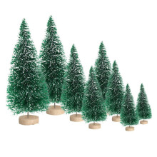 Toudaret mini Christmas trees with wood base 8 pcs