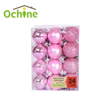 Pink Shatterproof Plastic Christmas Balls 24 pcs 1.18 inch