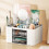 Pen Organizer with 2 Drawers and 5 Compartments White 1