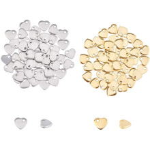 Flache Herzanhänger aus Edelstahl, 6 mm, 100 Stück