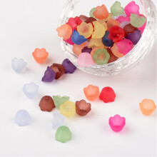 Frosted Acrylic Tulip Bead Caps 10mm x 6mm 1.5mm Hole 100