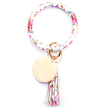 Women's beaded silicone bracelet keychain bangle