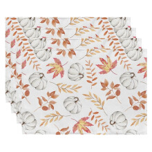 Harliver Thanksgiving placemats orange pumpkin linen 4 pcs