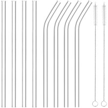Roofei reusable glass straws set 8 pcs with cleaning brushes