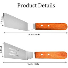 Happon Metal Spatula Set Wooden Handle 2pcs