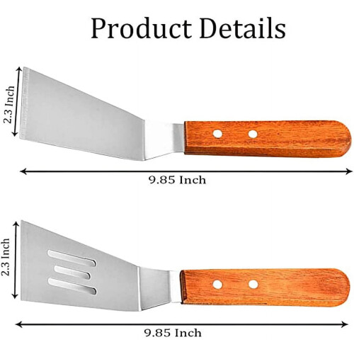 Happon Metal Spatula Set Wooden Handle 2pcs